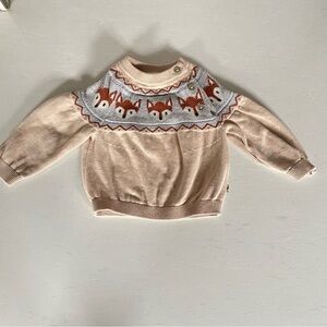 Viverano - Fox Patterned Beige Sweater- 3-6 Months